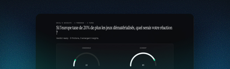 Verdict screen — insight list, friction quotes, and witness highlights